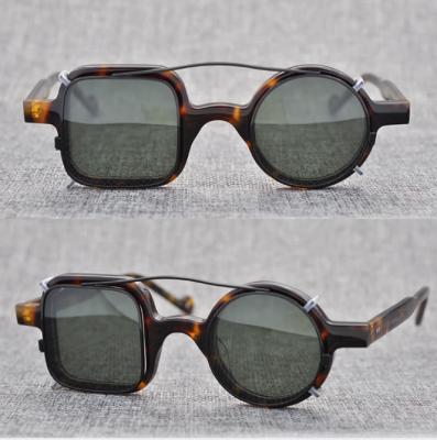 China Fashion Sunglasses 2020 High Quality Acetate Optical Lenses Vintage Detachable Round Square Glasses Polarized for sale