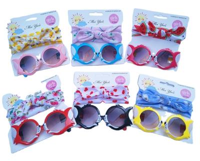 China Wholesale Fashion Sun Glasses Kids Headband Sun Glasses Set Kitty Cartoon Sunglasses Kids Outdoor UV Proof Sunglasses for sale