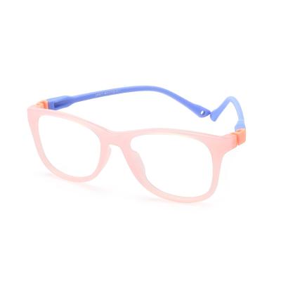 China High Quality Square Kids Teenager Rubber Soft Blue Frame Anti Lense Glasses for sale