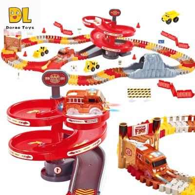 China Toy Newest Construction Race Track Slot Toy For Boy Flexible Race Car Playset For Kids With 360 Degree Rotation LED CAR for sale