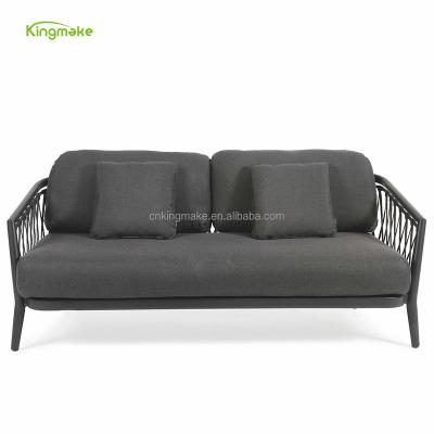 China Foshan Supplier Thailand Modern Patio Sofa Set Outdoor Rope Sofa Couch Garden Furniture Aluminum Weaving Sofa For Sale for sale