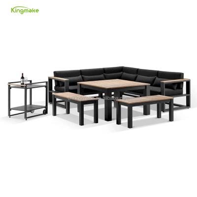 China Modern Outdoor Sectional Metal Garden Lounge Set Patio Set Furniture Aluminum Outdoor Garden Set With Waterproof Cushion for sale