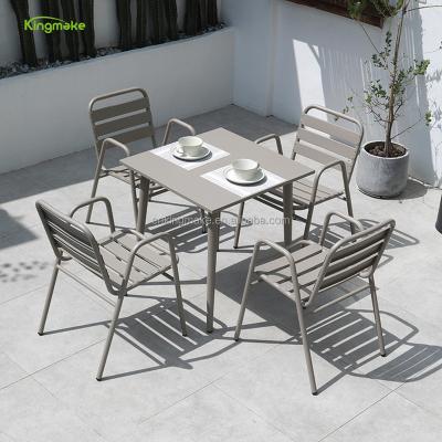 China Modern stacking lightweight aluminum coffee table set balcony non-rusty sets table and chair indoor outdoor garden leisure furniture for sale