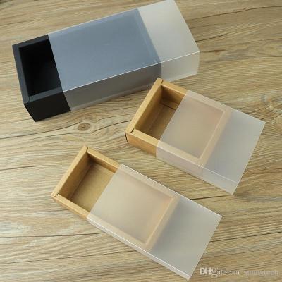 China Recycled Materials Frosted PVC Coating Kraft Paper Drawer Paper Boxes Wedding Party Handmade Gift Box Jewelery Craft DIY Soap Packaging Boxes for sale