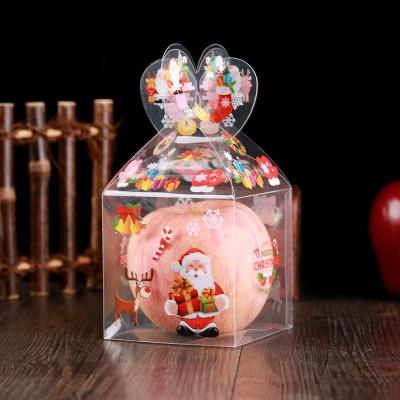 China Disposable Clear PVC Candy Box Christmas Decoration Gift Boxes Bags Santa Claus Snowman Elk Reindeer Candy Apple Packaging Boxes for sale