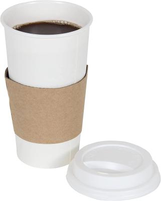 China 20oz Togo Paper Disposable White Disposable Coffee / Hot Beverage Cups With White Lids And Sleeves for sale