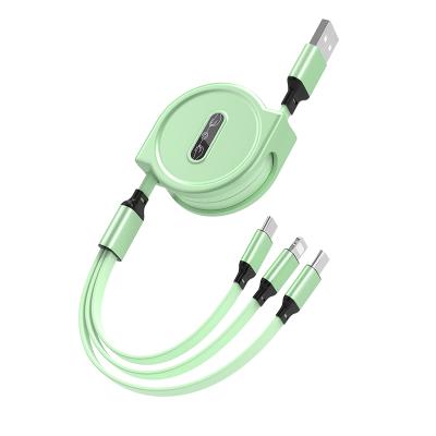 China charging 3-in-1 cable color candy OEM fast charging data new retractable options design cable retractable USB 3 in 1 charging cable for sale