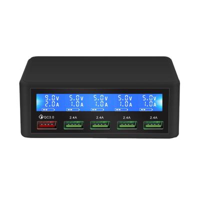 China UniversalÂ   QC 3.0 Fast Charger Desktop Multi USB LCD Desktop USB Charger Port Station for sale