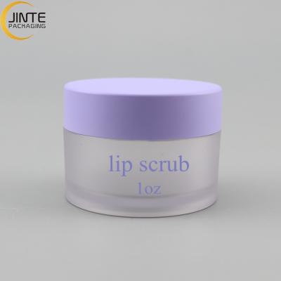 China 1 Ounce Recyclable Purple Lid Empty Sample Container Lip Scrub Mini PETG Containers Cosmetic Jars IN STOCK for sale