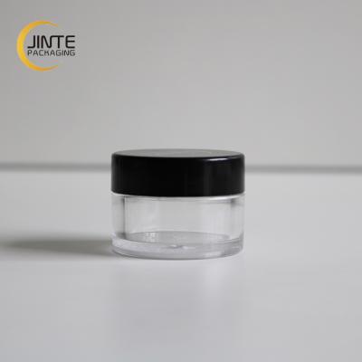 China Skin Care Cream in Clear 1oz PETG Common Plastic Cosmetics Body Jar with Glossy Black Lids for Face Cream for sale