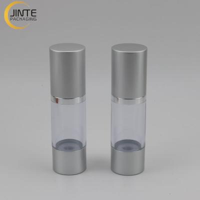 China Silver Plastic Airless Recycable Round Bottle Cosmetic Container Lotion Bottle 15ml 30ml 50ml 80ml 100ml 120ml for sale