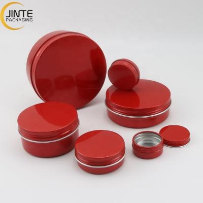 China Recyclable 50g 100g Printing Tins Red Aluminum Color Aluminum Metal Jar Candle Jars Packaging for sale