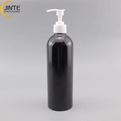 China Wholesale 500ml Glossy Black Aluminum Recycable Bottle For Cosmetic Packaging Shampoo for sale