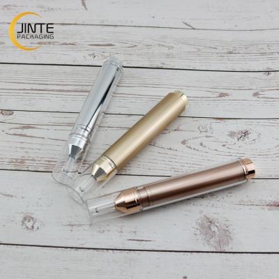 China 2021 New Recycable Color Silver Gold Cosmetic Packaging Plastic Cosmetic Airless 15ml Syringe Plastic Bottle For Eye Serum for sale