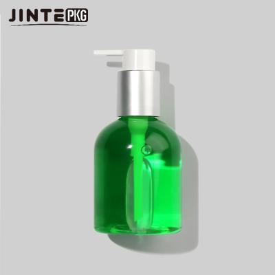 China Customized Recyclable PET Plastic Hand Wash Gel Bottle For Cosmetics With Aluminum Silver Pump for sale