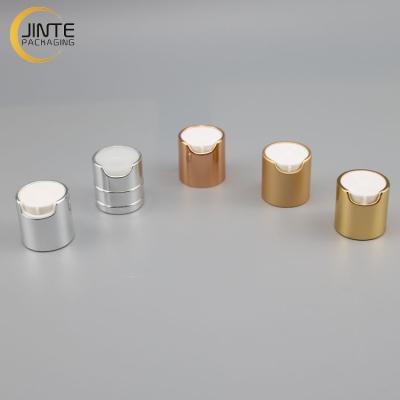 China Non Plastic Aluminum Spill Gold Disc Cap 20410 24410 28410 Mist Lid For PET Bottles for sale