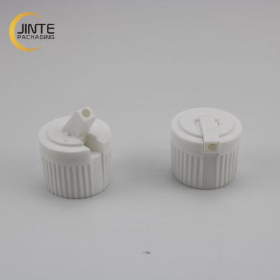 China Non Spill White Color Plastic Ribbed Turrets Flip Cap 20/410 24/410 For HDPE Bottle for sale