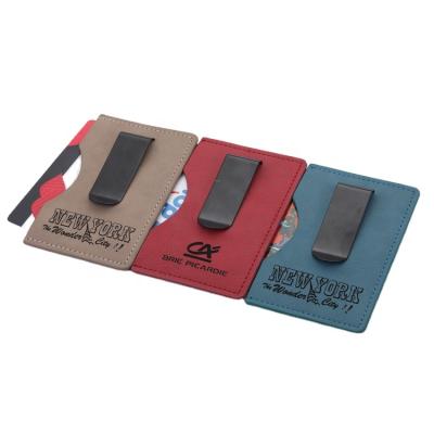 China Simple promotion wholesale PU and stainless steel credit card holder wallet for sale