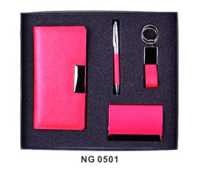 China Eco-friendly Fancy PU Souvenir Promotion Business Card Holder And Pen Gift Set With Customized Leather Printing for sale