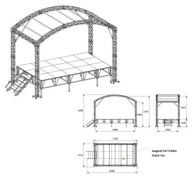 China Aluminum Alloy 6082-T6 Outdoor Concert Stage Arch Truss Aluminum Roof for sale