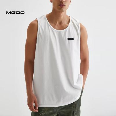 China MGOO Brand Labels Crew Neck Mens Sportswear Solid White Cotton QUICK DRY Custom Tank Tops Sleeveless Custom Tank Tops for sale