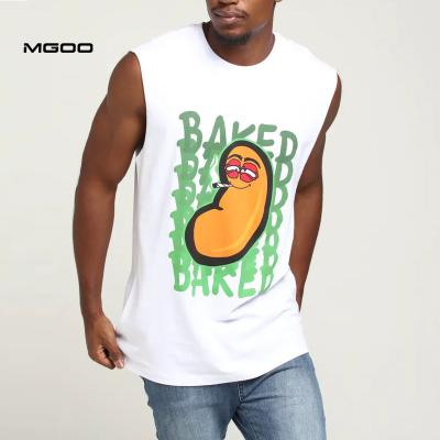 China MGOO Muscle Cotton Tank Tops Print Custom Graphic Mens White QUICK DRY Singlet Funny Sport Shirts Summer Funny Sports Shirts for sale