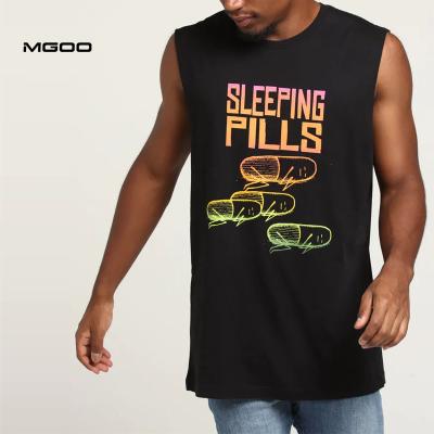 China MGOO T-shirts Crew Neck Muscle Streetwear Tank Tops Black QUICK DRY Custom Print Tank Tops Sleeveless Tank Tops for sale