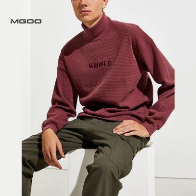 China Breathable Long Sleeve Waffle Neck Turtleneck Mens MGOO Embroidery Logo Streetwear Top Custom Made T-Shirt for sale