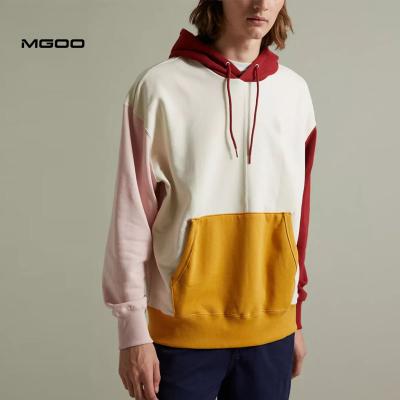 China Anti-pilling French Thick Terry Colorblock Hoodie Men Custom Logo Print Oversize Cotton Hoodies by MGOO for sale