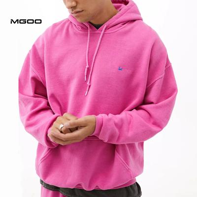 China MGOO Cotton Fleece Anti-pilling Winter Use Style Top Oversized Custom Embroidery Streetwear Pink Color Men Hoodies for sale