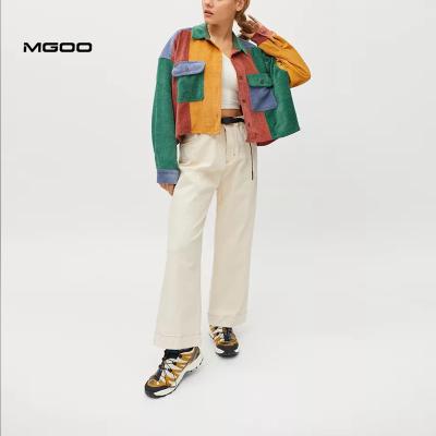 China MGOO Viable Button Down Corduroy Colorblock Top Jacket Coat Boxy Oversized Fit Women for sale