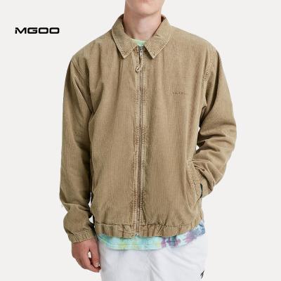 China Custom MGOO Cotton Corduroy Jacket Men Breathable Full Zipper Rope Long Sleeve Oversized Jackets for sale