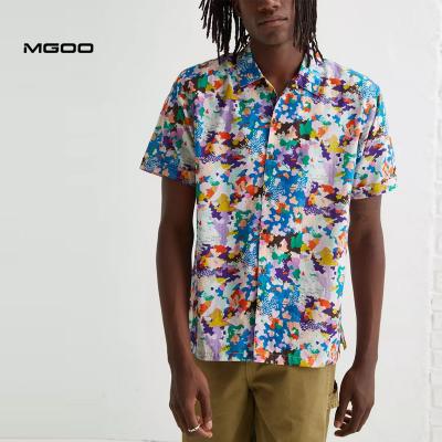 China MGOO Floral Anti-pilling Mens Button Up Shirts Cotton Sublimation Print Customized Shirts Customized Man Shirts for sale