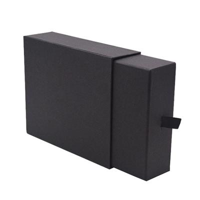 China Materials Factory Good Quality Recycled Custom Black Slide Box Packaging Cardboard Hard Box Custom Copy for sale