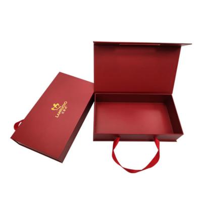 China Recycled Materials Customized Cardboard Book Shaped Rigid Folder Packaging Jewelry Luxury Magnetic Paper Gift Box With Ribbon for sale