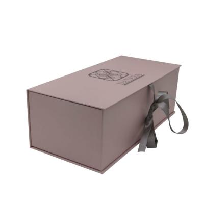 China High Quality Recycled Materials Jewelry Packaging Box Custom Cardboard Folding Hard Magnetic Present Gift Box With Ribbon for sale