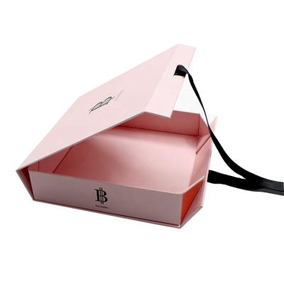 China Low Moq Recycled Materials Accept Magnetic Pink Luxury Hair Extension Folding Jewelry Packaging Customized Paper Box for sale