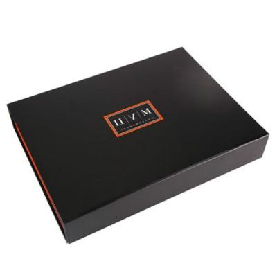 China Custom Luxury Design Recycled Materials Cardboard Your Logo Packaging Black Magnetic Folding Hat Gift Box for sale