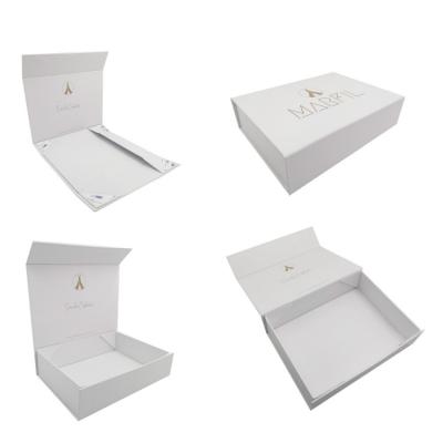 China Reused Custom Magnetic Matte White Folding Flat Gift Box Rigid Paper Packaging Box Lid Closure From Materials Factory for sale