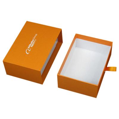 China Manufacturer Luxury Custom Rigid Materials Manufacturer Luxury Custom Rigid Jewelry Gift Slide Box Packaging Slide Drawer Recycled Paper Orange Box With Logo for sale