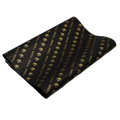 China Recyclable Custom Black Fabric Popular Recycled Gift Wrapping Gift Wrapping Paper With Gold Logo for sale