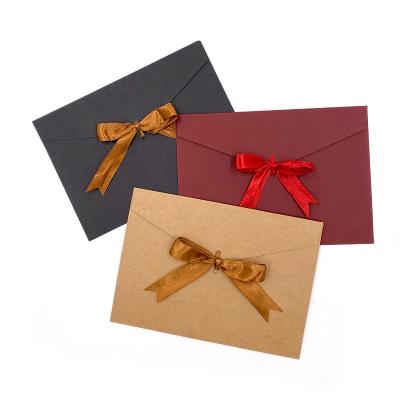 China Custom Gift Envelope Logo String Button Black Kraft Envelopes Packing Box Paper Mailer Envelope for sale