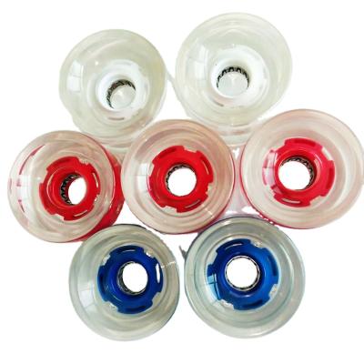 China Hot Selling Youth Skateboard Wheels 70*51mm PU LED Light Up High Wheel Bounce 80A Clear Space Longboard Wheels for sale