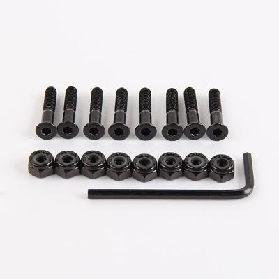 China Youth Black Color 25mm/29mm/32mm Skateboard Hardware Bolts With Skate Board Hex Screws for sale