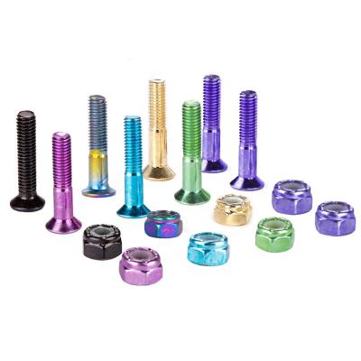 China Youth Wholesale Colorful Plating Longboard Skateboard Hardware Bolts And Nuts Skateboard Screws Custom Part Hardware for sale