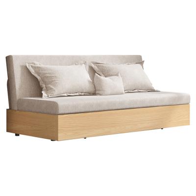 China Modern Extendable Wooden Sofa Bed Factory Wholesale Price Convertible Frame Solid Wood Furniture Set Sofa Bed Living Room Furniture Sof for sale