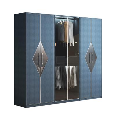 China Convertible Modern Light Luxury Single Bedroom Wardrobe Combination Wardrobe Door Panel Glass Storage Wardrobe for sale