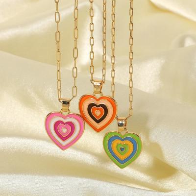 China Stainless Steel Necklace Heart Necklace OEM Jewelry Girls Women Jewelry Set Neon Lead Free Nickel Free Enamel Necklace Set for sale