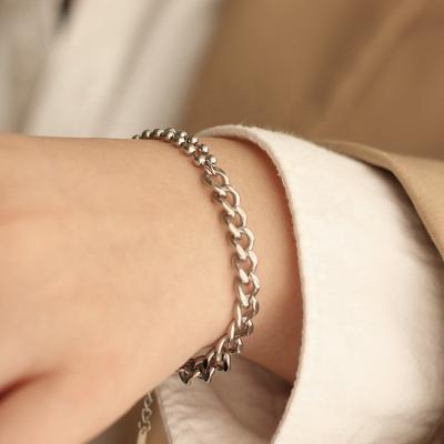 China Jewelry Lead Free Nickel Free Stainless Steel Splicing Chunky Chain Link Bracelets Silver Beads Punk Style Korean Jewelry Chain Bracelets for sale