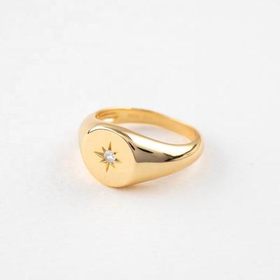 China nickel & Lead Free Fashion Tasty 18K Gold Plated Celestial Jewelry Minimalist Gold Starburst Ring Stainless Steel Star Seal Ring Polaries North for sale